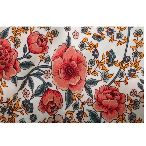 Bohemian Red Floral Button up Mini Dress - Picture 5 of 5